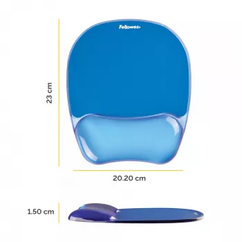 Fellowes Mouse Mat Wrist Support - Crystals Gel mouse pad με αντιολισθητική βάση καουτσούκ - Εργονομικό mouse pad για υπολογιστή, laptop, home-office – Συμβατό με laser και οπτικά ποντίκια – μπλε