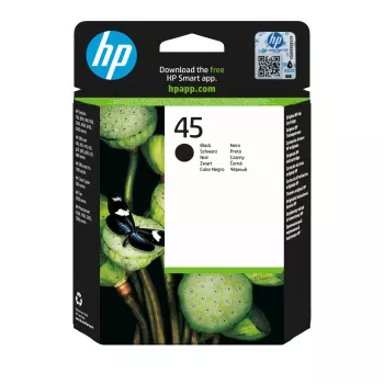 HP 45 Large μαύρο γνήσιο μελανοδοχείο, μαύρο, 1 τεμ., 930 σελίδες
