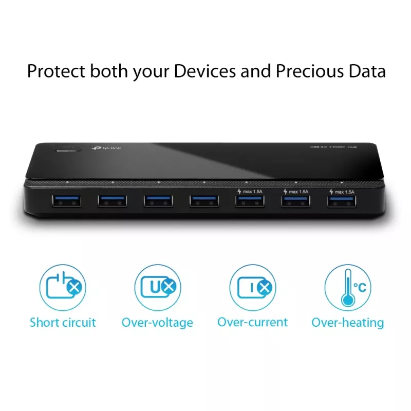 TP-Link UH700 hub διασύνδεσης USB 3.2 Gen 1 (3.1 Gen 1) Micro-B 5000 Mbit/s μαύρο