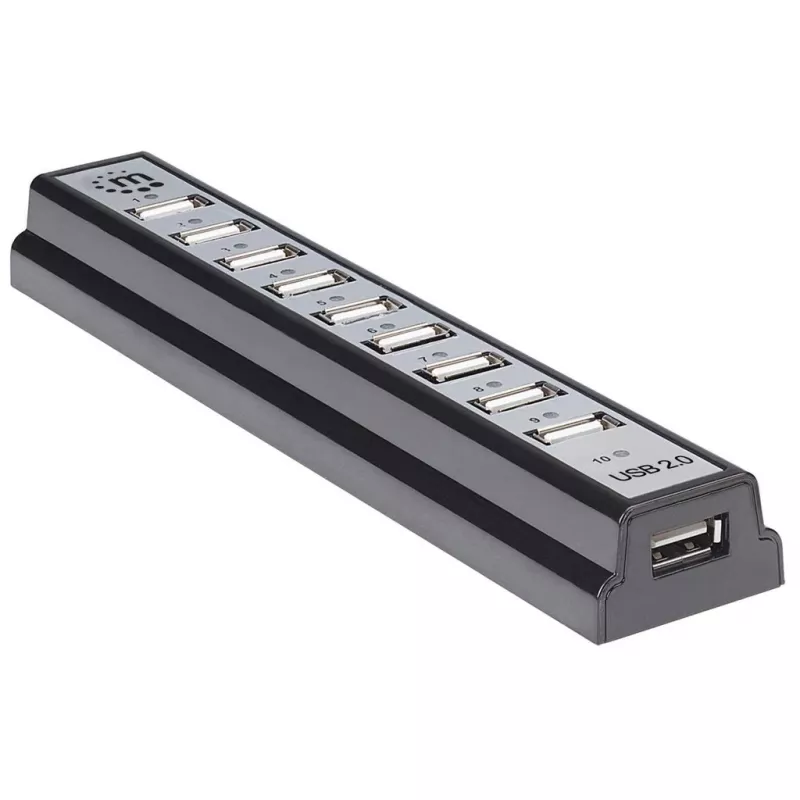USB hub Manhattan USB-A 10 θυρών, 480 Mbit/s, μαύρο
