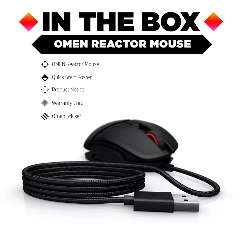 Ποντίκι HP OMEN by Reactor, δεξιόχειρας, οπτικό, USB Type-A, 16000 DPI, 0,2 ms, μαύρο
