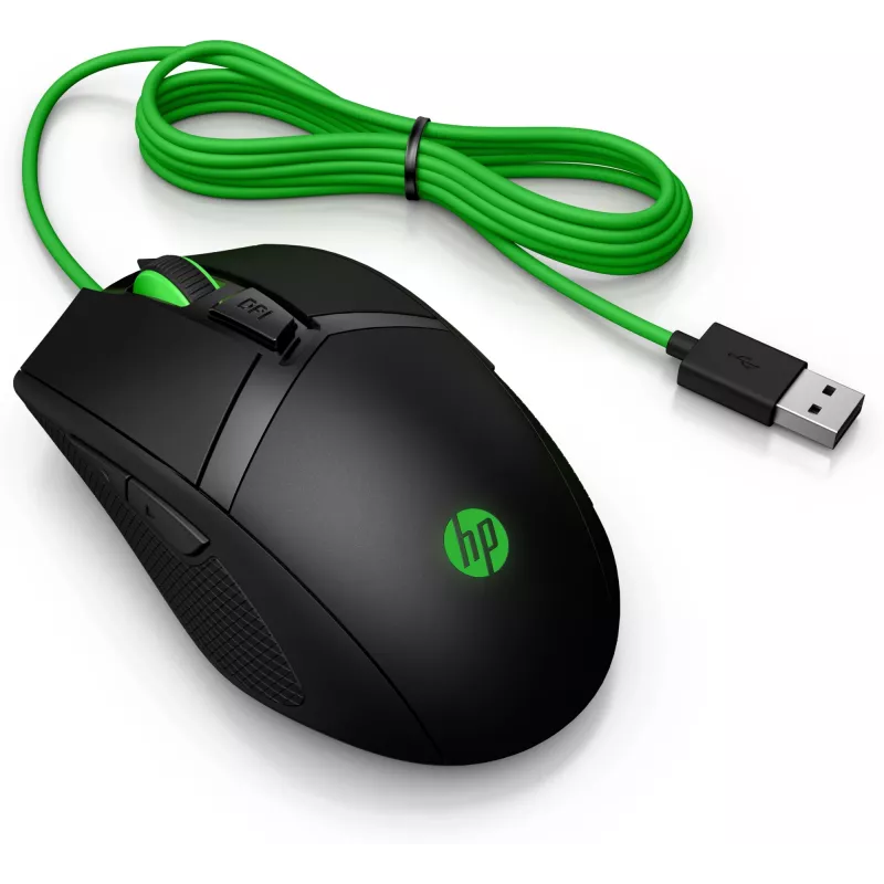 HP Pavilion Gaming ποντίκι 300, αμφιδέξιο, οπτικό, USB Type A, 5000 dpi, μαύρο, πράσινο
