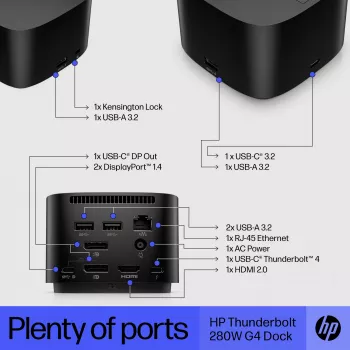 HP Thunderbolt Dock 280W G4 Ενσύρματο Docking Station Thunderbolt 4 Μαύρο