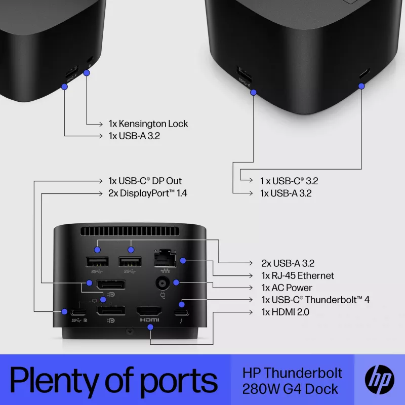HP Thunderbolt Dock 280W G4 Ενσύρματο Docking Station Thunderbolt 4 Μαύρο