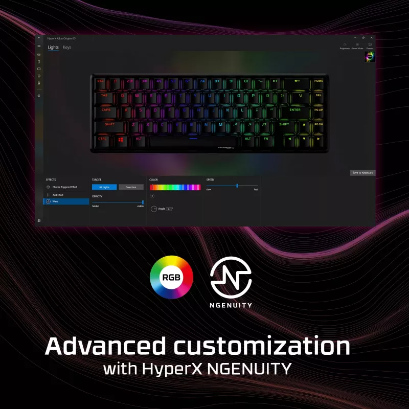 HyperX Alloy Origins 65 – Μηχανικό Gaming πληκτρολόγιο – HX Aqua (US-Layout)