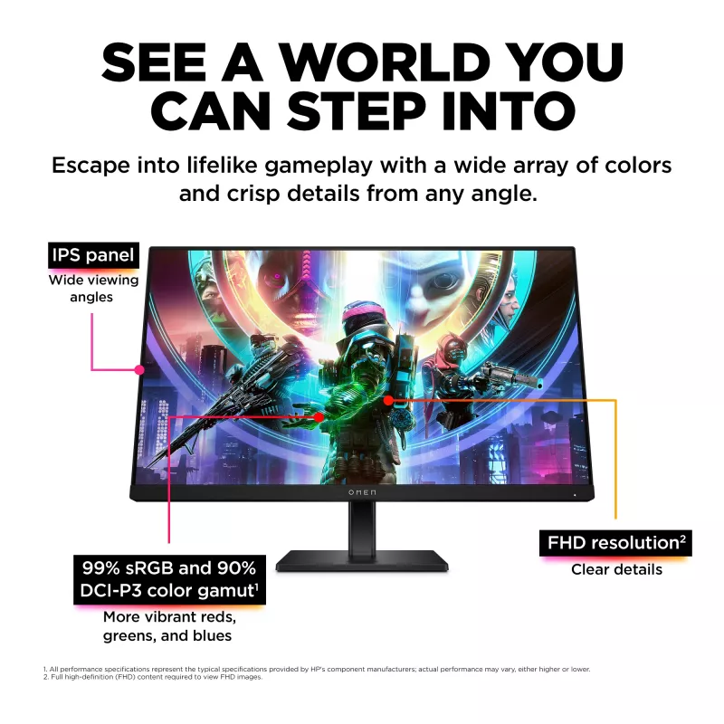 OMEN by HP 60,5 cm (23,8″) FHD 165Hz Οθόνη Gaming – OMEN 24