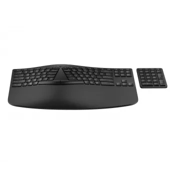 HP 965 Ergonomic Ασύρματο Πληκτρολόγιο, Full-size (100%), Ασύρματο, RF Wireless + Bluetooth, Μεμβράνης, Μαύρο