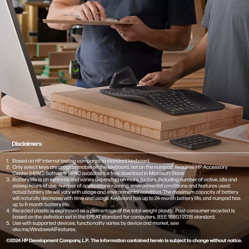 HP 965 Ergonomic Ασύρματο Πληκτρολόγιο, Full-size (100%), Ασύρματο, RF Wireless + Bluetooth, Μεμβράνης, Μαύρο