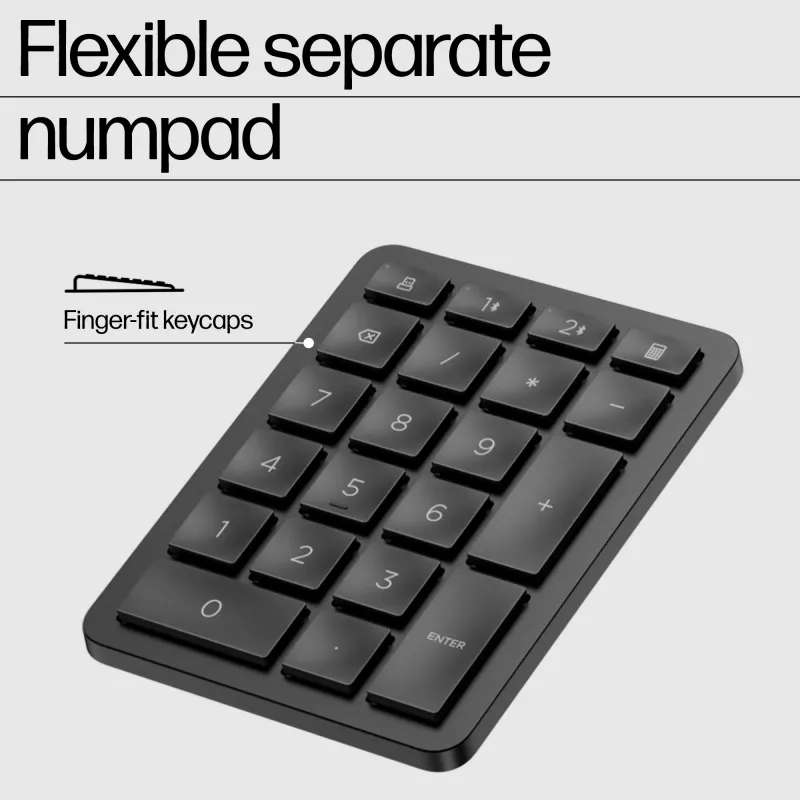 HP 965 Ergonomic Ασύρματο Πληκτρολόγιο, Full-size (100%), Ασύρματο, RF Wireless + Bluetooth, Μεμβράνης, Μαύρο