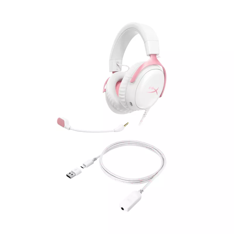 HyperX Cloud III - Headset gaming (λευκό/ροζ)