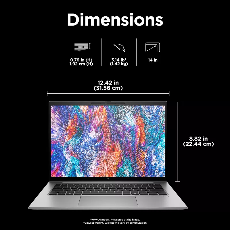 Mobile Workstation HP ZBook Firefly G11 14 inch Intel Core Ultra 7 155U 32GB RAM 1TB SSD Intel Graphics Windows 11 Pro