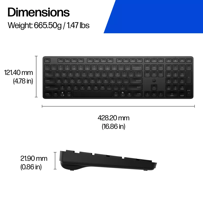 HP 495K Multi-Device Dual-Mode Πληκτρολόγιο, Full-Size (100%), ασύρματο, USB + Bluetooth, μαύρο