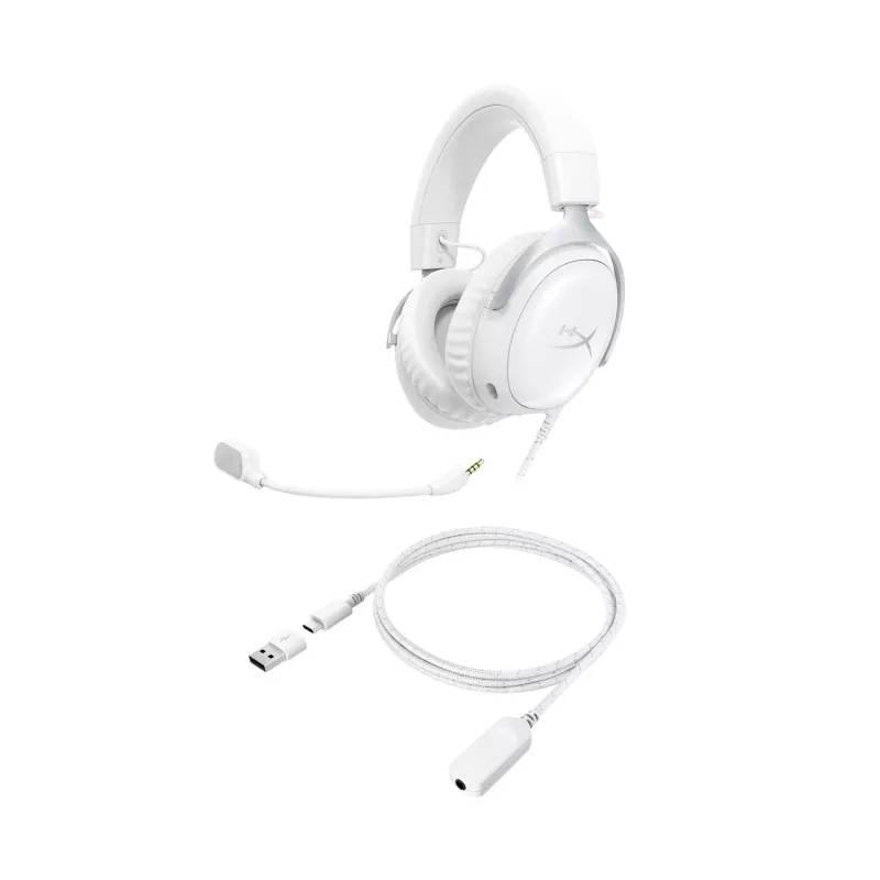 HyperX Cloud III - Gaming Headset (λευκό), λευκό, Κίνα, Ταϊλάνδη, Circumaural, Κλειστού τύπου, 155 mm, 86,7 mm