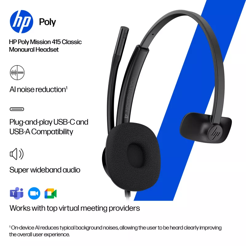 Ενσύρματο USB Headset HP POLY MISSION 415 USB HS CL WW από HP, μοντέλο C01A9AA#AC3