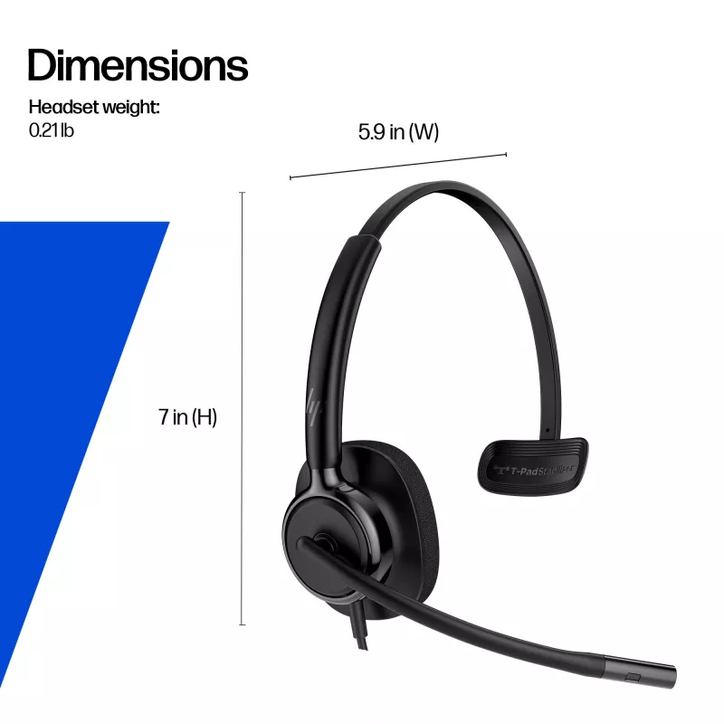 Ενσύρματο Στερεοφωνικό Headset HP POLY Mission 425 Classic, σύνδεση USB, 126 g