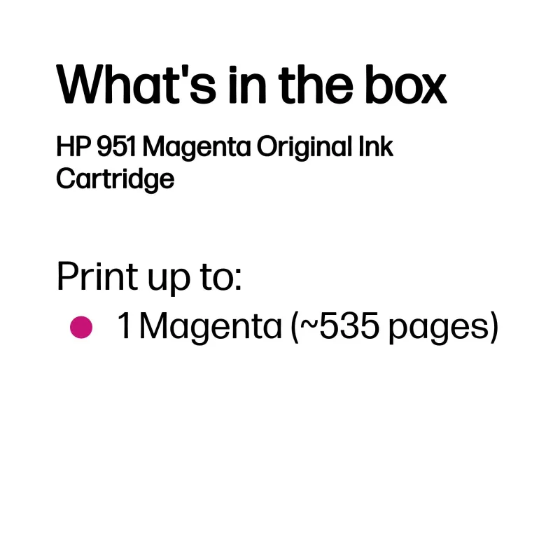 HP 951 Magenta Γνήσιο μελανοδοχείο, Magenta, 1 τεμ., 535 σελίδες