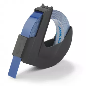 DYMO Authentic Embossing Label Tape | ρολό 9 mm x 3 m | Λευκή εκτύπωση σε μπλε | Αυτοκόλλητη | για συσκευές ανάγλυφης εκτύπωσης | 1 τεμ.