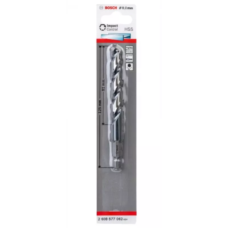Στριφτό τρυπάνι Bosch HSS εξαγωνικό στέλεχος 9 mm