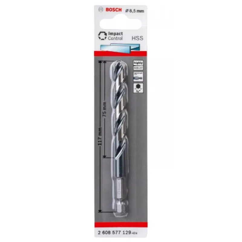Στριφτό τρυπάνι Bosch HSS εξαγωνικό στέλεχος 8.5 mm