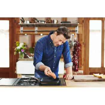 Tefal Jamie Oliver E24541 τετράγωνη φόρμα ψησίματος 2,5 L μαύρη — διάμετρος βάσης 17,5 cm, μέγεθος 290×458 mm