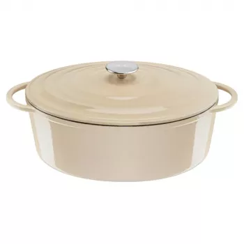 Tefal E25906 οβάλ μπεζ σκεύος μαγειρέματος από χυτοσίδηρο, διάμετρος 34 cm, οβάλ σχήμα
