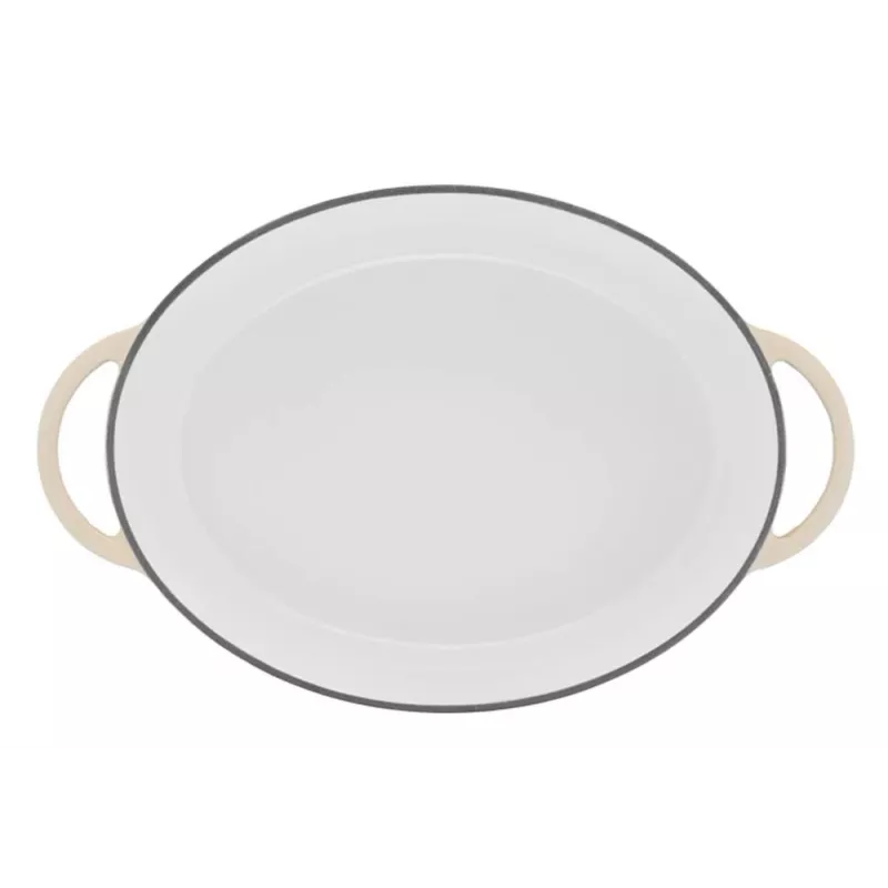 Tefal E25906 οβάλ μπεζ σκεύος μαγειρέματος από χυτοσίδηρο, διάμετρος 34 cm, οβάλ σχήμα