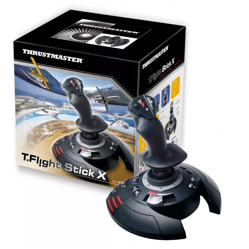 Thrustmaster T.Flight Stick X, μαύρο, κόκκινο, ασημί, USB, joystick, αναλογικό, PC, Playstation 3