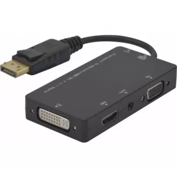 Hypertec 127377-HY Προσαρμογέας καλωδίου βίντεο, DisplayPort, DVI-D + VGA (D-Sub) + HDMI, μαύρος