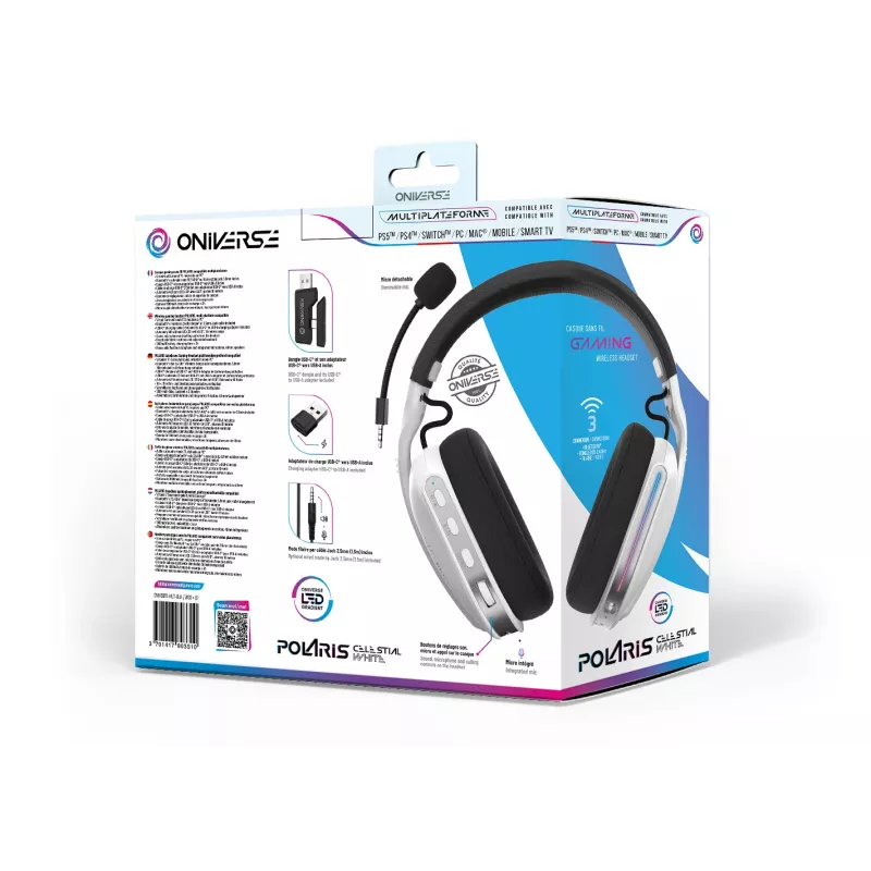 Oniverse Ασύρματο Gaming Headset Polaris - Celestial White (Πολλαπλών πλατφορμών)