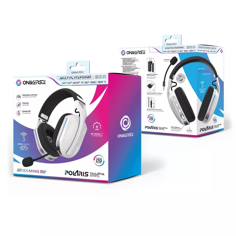 Oniverse Ασύρματο Gaming Headset Polaris - Celestial White (Πολλαπλών πλατφορμών)
