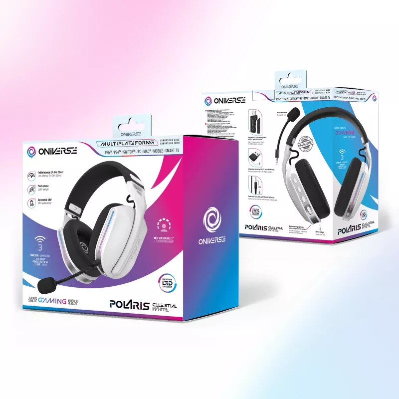 Oniverse Ασύρματο Gaming Headset Polaris - Celestial White (Πολλαπλών πλατφορμών)