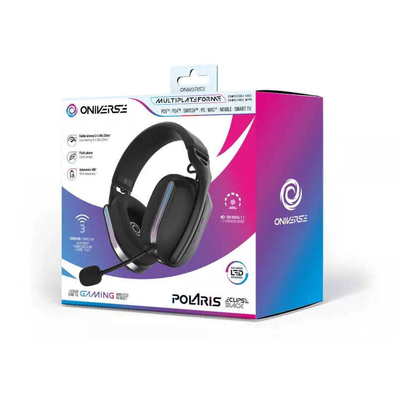 Oniverse Ασύρματο Gaming Headset Polaris - Eclipse Μαύρο (Multiplattform)
