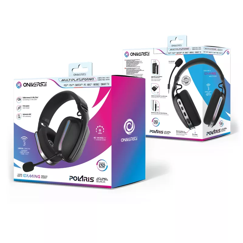 Oniverse Ασύρματο Gaming Headset Polaris - Eclipse Μαύρο (Multiplattform)