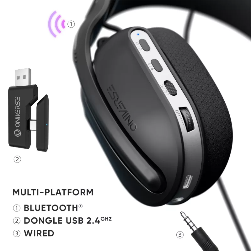 Oniverse Ασύρματο Gaming Headset Polaris - Eclipse Μαύρο (Multiplattform)