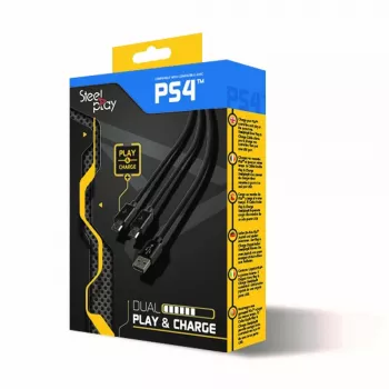 Steelplay Καλώδιο Dual Play & Charge για χειριστήριο - Μαύρο (PS4)
