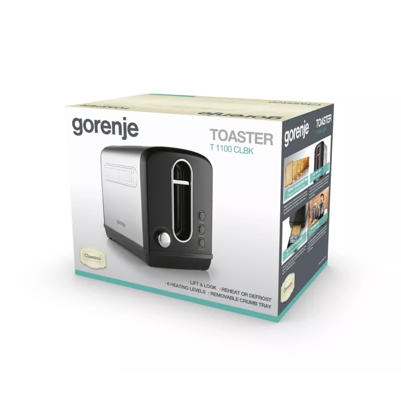 Gorenje T1100CLBK 6 2 φέτες 1100 W μαύρο