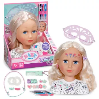 BABY born Styling Head Paint Artist, κεφάλι κούκλας για μακιγιάζ/στυλ, θηλυκό, 3 έτος(-η), αγόρι/κορίτσι, πολύχρωμο