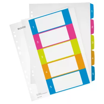 Leitz Διαχωριστικά Printable PP A4+ 1-5 WOW, Αριθμητικό ευρετήριο, Πολυπροπυλένιο (PP), A4 Maxi, 245 mm, 305 mm