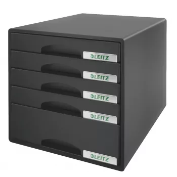 Leitz Schubladenschrank Plus με 5 συρτάρια, 5 συρτάρι(α), Πλαστικό, Μαύρο, 287 x 363 x 270 mm