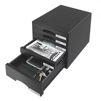 Leitz Schubladenschrank Plus με 5 συρτάρια, 5 συρτάρι(α), Πλαστικό, Μαύρο, 287 x 363 x 270 mm