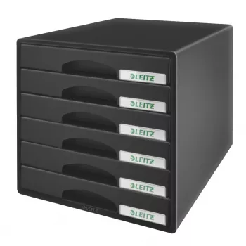 Leitz Schubladenschrank Plus 6 συρτάρια, 6 συρτάρια, Πλαστικό, Μαύρο, 287 x 363 x 270 mm