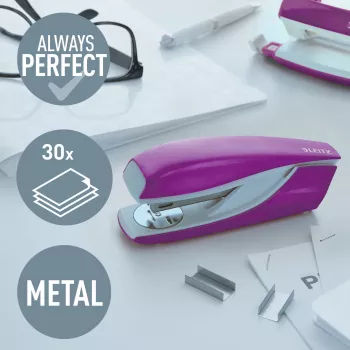 Leitz Stapler WOW 5502 μέταλλο 30 φύλλα, 30 φύλλα, μωβ, P3, μέταλλο, πλαστικό, 80 g/m², 4 cm