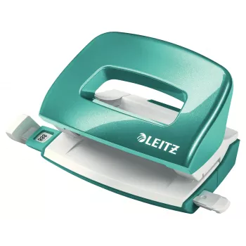 Leitz NeXXt Locher WOW Mini 2 οπών / 10 φύλλα, 10 φύλλα, τυρκουάζ, γκρι, πλαστικό, 8 cm, 5,5 mm, A4