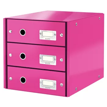 Leitz Click & Store WOW Schubladenschrank (3 συρτάρια), Ροζ, Χαρτόνι, 286 mm, 358 mm, 282 mm, 2,21 kg
