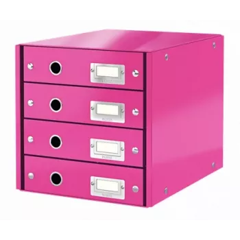 Leitz Click & Store WOW Schubladenschrank (4 συρτάρια), Ροζ, Χαρτόνι, 2,49 kg