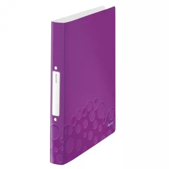 Leitz Ringbinder WOW PP A4 2RR/25mm, A4, στρογγυλός δακτύλιος, πολυπροπυλένιο (PP), μεταλλικό, βιολετί, λευκό, 190 φύλλα