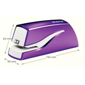 Leitz NeXXt συρραπτικό με μπαταρία WOW 5566, 10 φύλλα, 1 cm, πλαστικό, μωβ, λευκό, μπαταρία, 50 mm