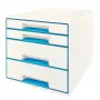 Leitz WOW Cube συρτάρι 4 συρτάρια, 4 συρτάρια, πλαστικό, μπλε, λευκό, 1 τεμ., 287 mm, 270 mm
