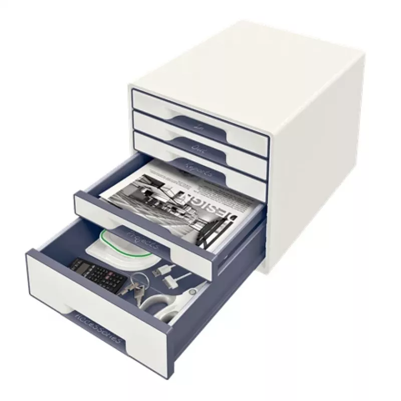 Leitz Drawer Cabinet WOW Cube 5-drawer, 5 συρτάρια, πλαστικό, λευκό, 1 τεμ., 270 mm, 287 mm