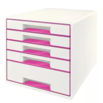 Leitz WOW Cube συρτάρι 5 συρτάρια, 5 συρτάρια, πλαστικό, ροζ, λευκό, 1 τεμ., 270 mm, 287 mm